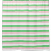 Rideaux De Douche Horizontal Vert Blanc Rose Pastel Retro Moderne (Devant)