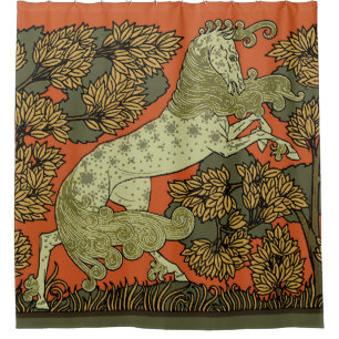 Rideaux De Douche Horse Arts médiévaux Artisanat Art Nouveau