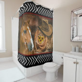 Rideaux De Douche Horse cowboy Hat Lasso Western (En situation)