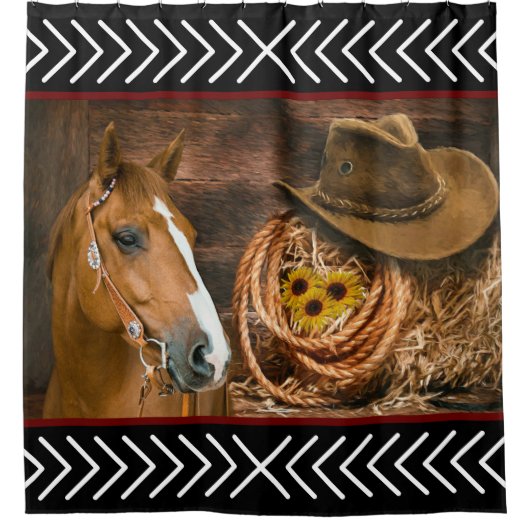 Rideaux De Douche Horse cowboy Hat Lasso Western (Devant)