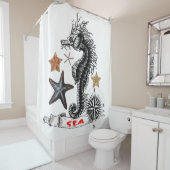 RIDEAUX DE DOUCHE HORSE DE MER AVEC ÉPISSE (En situation)