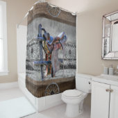 Rideaux De Douche Horse Saddle Corral clôture Western Wagon Wheels (En situation)