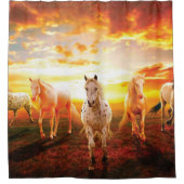 Rideaux De Douche Horses at sunset throw pillow (Devant)