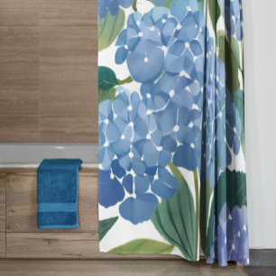 Rideaux De Douche Hortensias bleus Aquarelle florale magnifique
