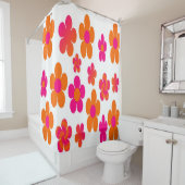 Rideaux De Douche Hot pink and orange floral (En situation)