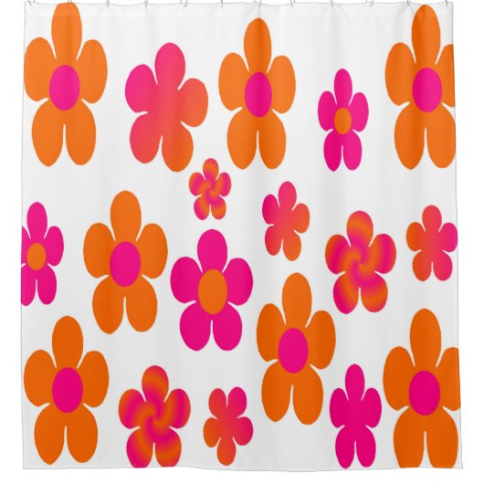 Rideaux De Douche Hot pink and orange floral (Devant)