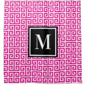 Rideaux De Douche Hot Pink Greek Key Black White Monogram (Devant)