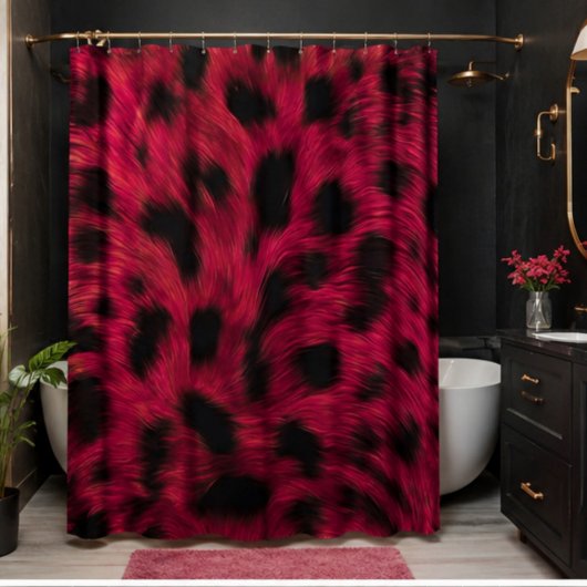 Rideaux De Douche Hot Pink Leopard Print Faux