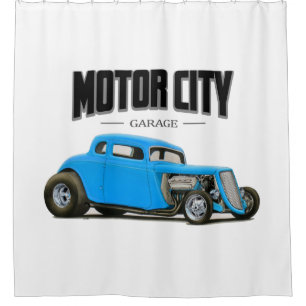 Rideaux De Douche Hot rod de garage de ville de moteur