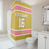 Rideaux De Douche Hot Rose White Stripes Sport Jersey (En situation)