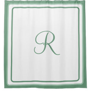 Rideaux De Douche Hôtel Initial Chic Monogramme Simple Sage Green