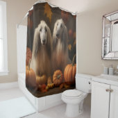 Rideaux De Douche hound afghan Chiot Automne Citrouille de plaisir (En situation)