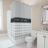 Rideaux De Douche Houndstooth blanc gris CB Black Name Monogramme (En situation)