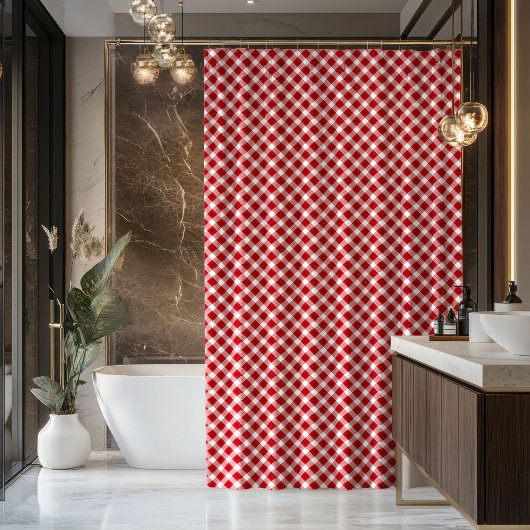 Rideaux De Douche Housewarming Gift Red Black Tartan Shower Style