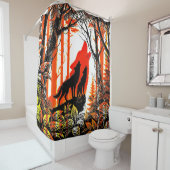 Rideaux De Douche Howling Wolf Design (En situation)