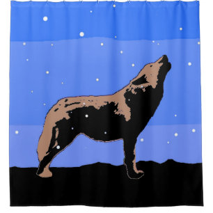 Rideaux De Douche Howling Wolf en hiver - Art faunique original