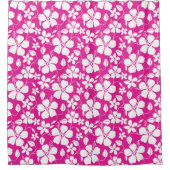 RIDEAUX DE DOUCHE HULA HAÏIENNE (HIBISCUS) ROSE CHAUDE (Devant)