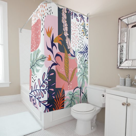 Rideaux De Douche Humeur | Abstrait Chic Moderne Bohème Peinture  (En situation)