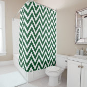 Rideaux De Douche Hunter Green et White Chevron (En situation)