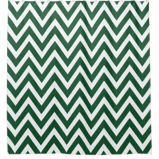 Rideaux De Douche Hunter Green et White Chevron (Devant)