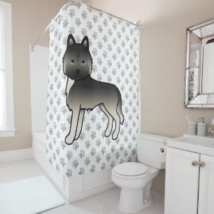 Rideaux De Douche Husky sibérien agouti Chien de dessin animé mignon