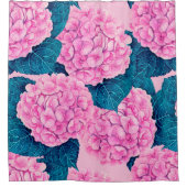 Rideaux De Douche Hydrangea aquarelle motif, rose et bleu (Devant)