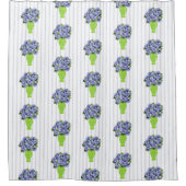 Rideaux De Douche Hydrangea Bleu Vase Vert Rayure Côtière (Devant)