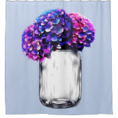 Rideaux De Douche Hydrangea Floral Violet Bleu Rose Vibrant (Devant)