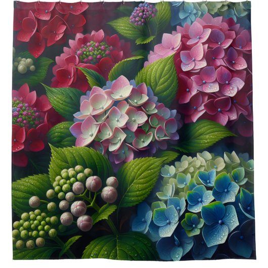 Rideaux De Douche "Hydrangea Harmony : Élégance Dew Kissed (Devant)
