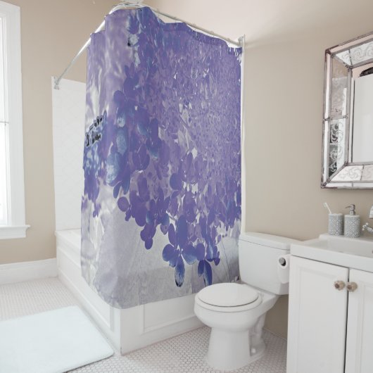 Rideaux De Douche Hydrangea Limelight Élégant Violet et Gris (En situation)