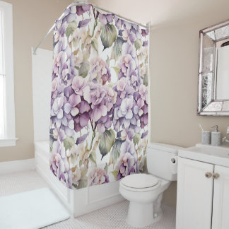 Rideaux De Douche Hydrangeas aquarelle rose violet élégant