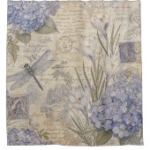 Rideaux De Douche Hydrangeas et Libellule Shabby Chic (Devant)