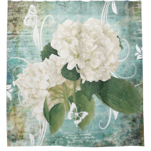 Rideaux De Douche hydrangée blanche (Devant)