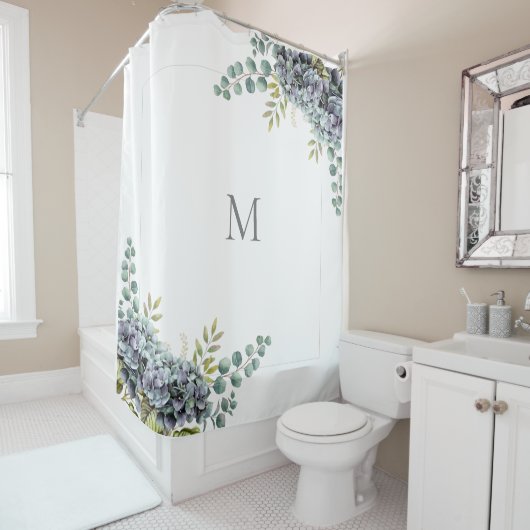 Rideaux De Douche Hydrangée pourrie Eucalyptus (En situation)