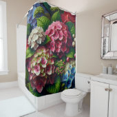 Rideaux De Douche "Hydrangées vibrantes avec Dew" (En situation)