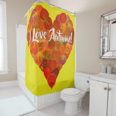 Rideaux De Douche I Love Automne!—Rouge Aspen Leaf Heart 1 (En situation)