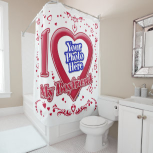 Rideaux De Douche I Love My Boyfriend Photo Coeurs rouges