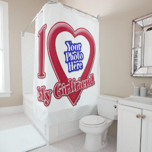Rideaux De Douche I Love My Girlfriend Photo Red Heart