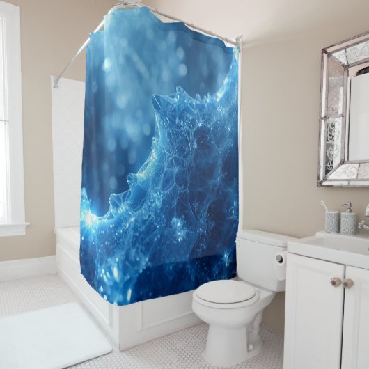 Rideaux De Douche Icy Blue Magical Ice Crystal Snowflake (En situation)