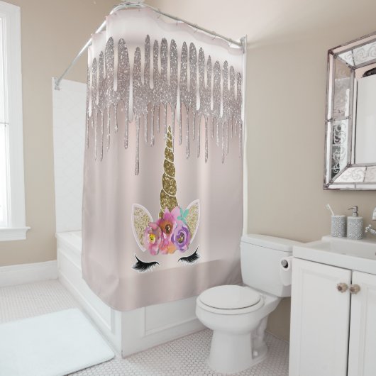 Rideaux De Douche Icy Rose Rose Gold Parties scintillant Drift Flora (En situation)