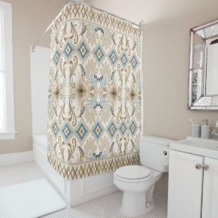 Rideaux De Douche Ikat Chevron Paisley