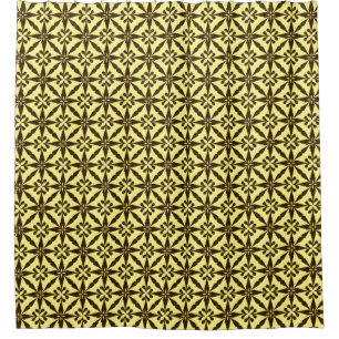 Rideaux De Douche Ikat Star Motif - Brown et jaune