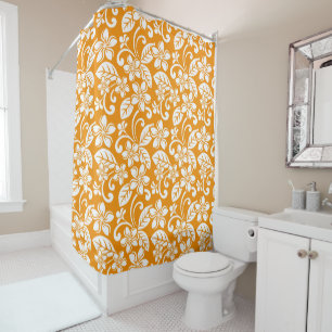 RIDEAUX DE DOUCHE ÎLE PLUMERIA (ORANGE)