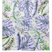 Rideaux De Douche Île Purple Lilac Tropical Palm Feuille Été (Devant)