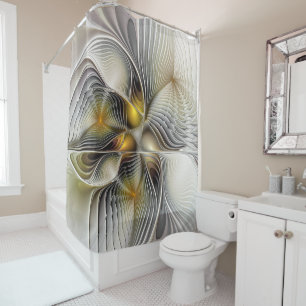 Rideaux De Douche Illusion d'optique abstraite fractale 3D avec prof