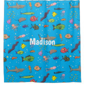 Rideaux De Douche Illustration amusante de créatures marines (Devant)