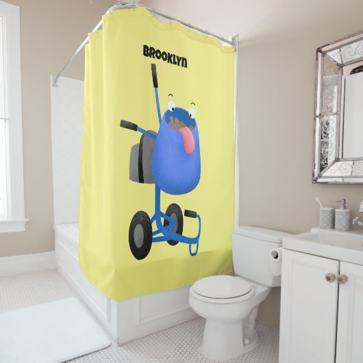 Rideaux De Douche Illustration amusante du mélangeur de ciment bleu (En situation)