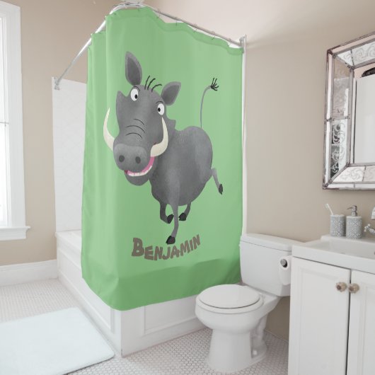 Rideaux De Douche Illustration amusante d'un cochon de phacochère af (En situation)
