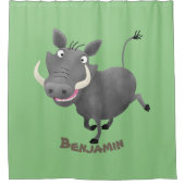 Rideaux De Douche Illustration amusante d'un cochon de phacochère af (Devant)