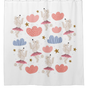 Rideaux De Douche Illustration circulaire avec de mignons chiens de